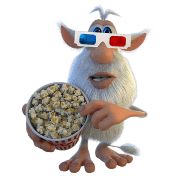 Booba with popcorn and 3D glasses