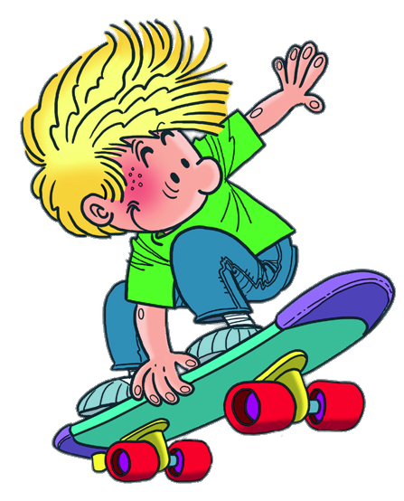 Check out this transparent Cedric riding his skateboard PNG image
