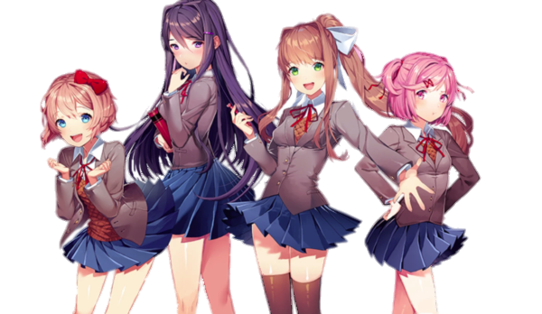 Check out this transparent Doki Doki Literature Club Four girls PNG image