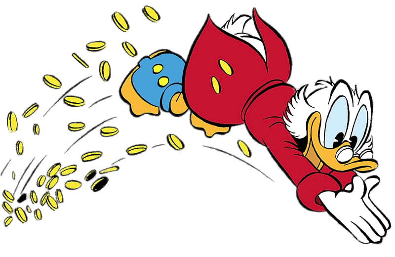 Check out this transparent DuckTales Scrooge McDuck diving into money PNG  image