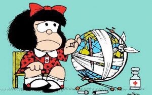 Mafalda cares for the world