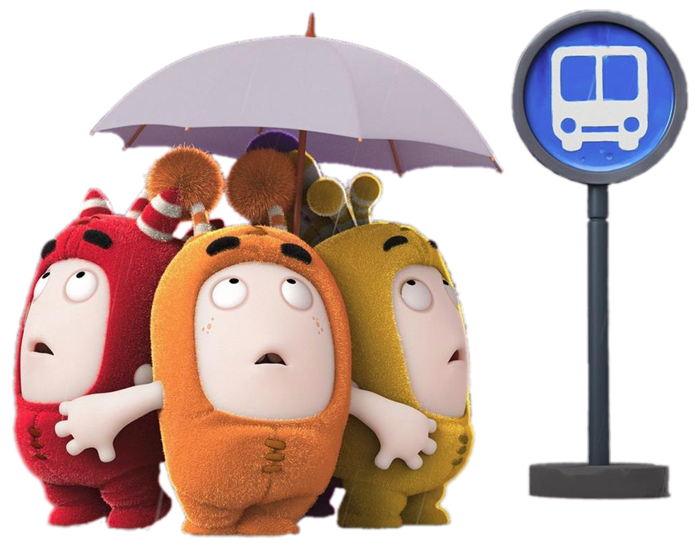 Oddbods waiting for the bus