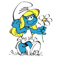 Check out this transparent Smurfette walking in the field PNG image