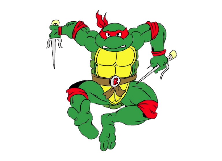 Teenage Mutant Ninja Turtles Raphael holding pair of sai PNG image