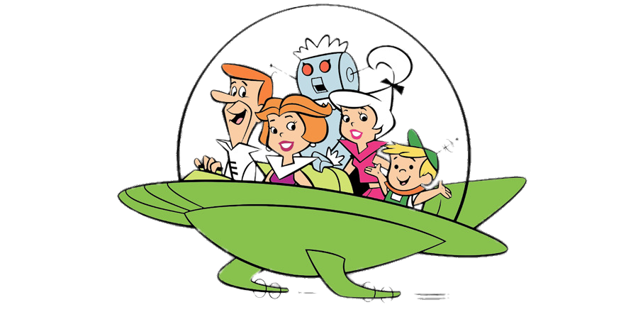 The Jetsons in their spacecraft