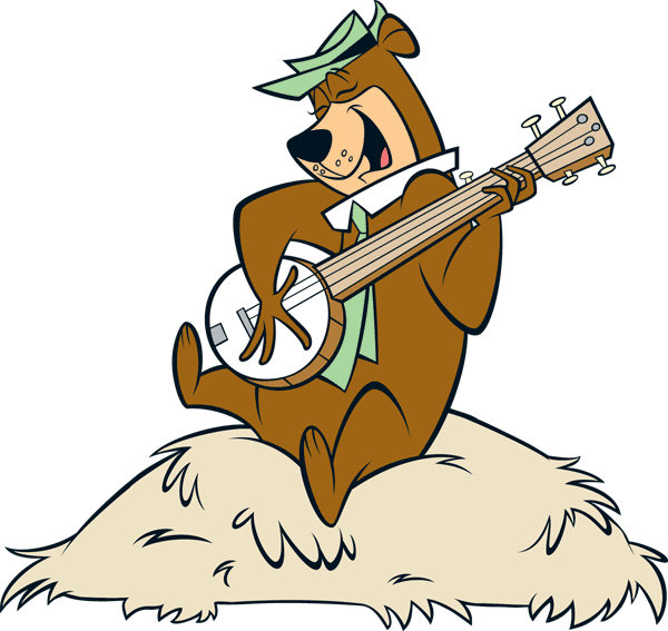 Yogi Bear playing the banjo