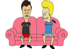 Beavis and Butthead sitting on the sofa