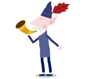 Ben Holly character Wise Old Elf blowing horn
