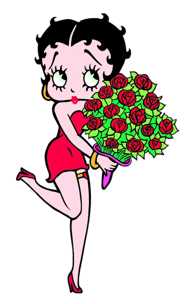 Check Out This Transparent Betty Boop Holding Bunch Of Roses Png Image