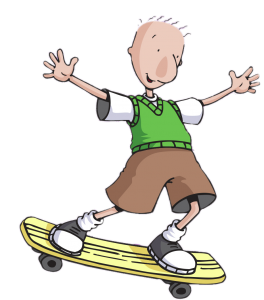 Doug on his skateboard