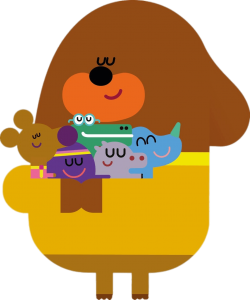 Duggee hugging his friends