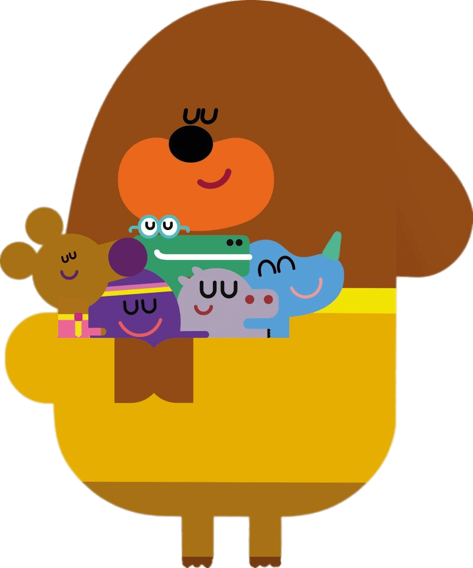 Duggee hugging his friends