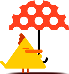 Hey Duggee chicken holding polka dot umbrella
