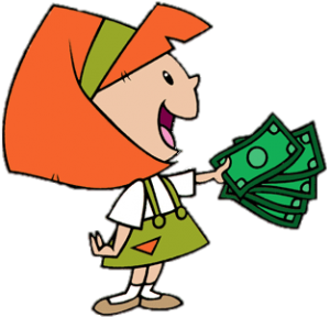 Johnny Bravo character Little Suzy holding money