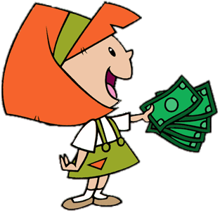 Check out this transparent Johnny Bravo character Little Suzy holding money  PNG image