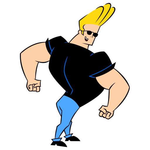 Johnny Bravo showing back muscles