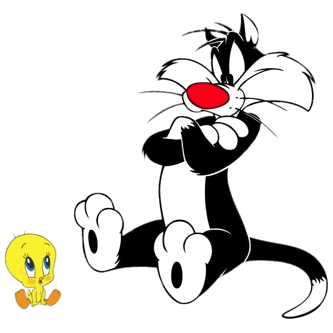 Check Out This Transparent Sylvester Waiting Next To Tweety Png Image