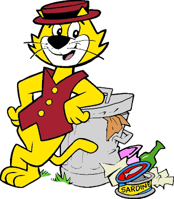 Top Cat with pile of garbage