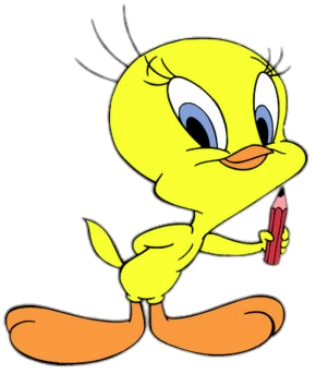 Tweety holding red colour pencil