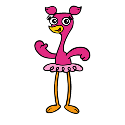 Anabella the Flamingo waving