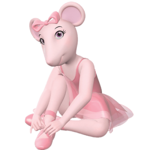 Angelina lacing up her ballet shoe
