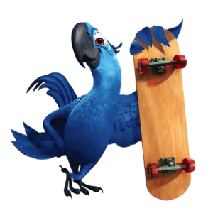 Blu with skateboard