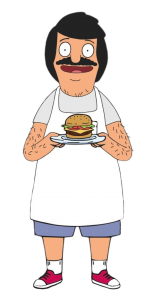 Bob Belcher presenting a burger