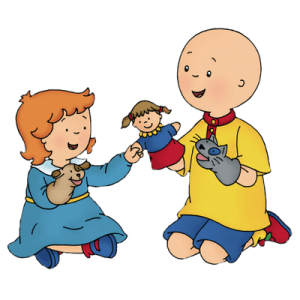 Caillou and Rosie playing