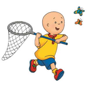 Caillou chasing butterflies