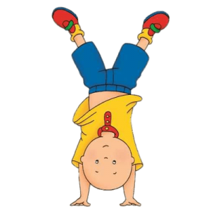 Caillou doing a handstand