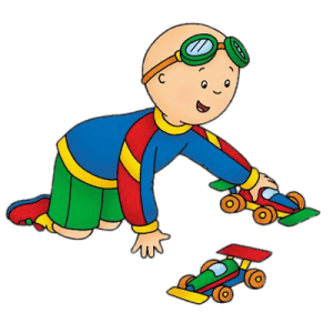 Caillou playing with toy cars
