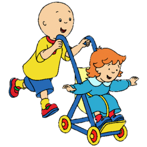 Caillou pushing Rosie