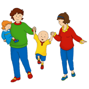 Caillou with his parents and sister