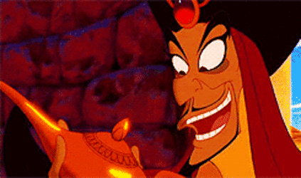 Jafar rubbing the lamp animated GIF