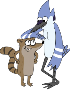 Check out this transparent Regular Show Mordecai and Rigby waiting around  PNG image
