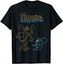 Rocky and Bullwinkle Neon Outline T shirt
