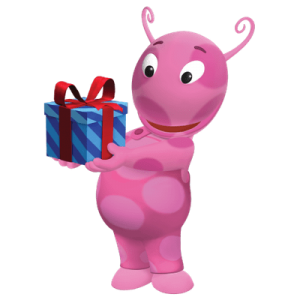 Uniqua holding a present