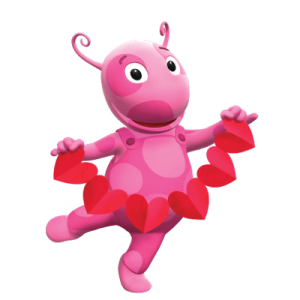 Uniqua holding hearts
