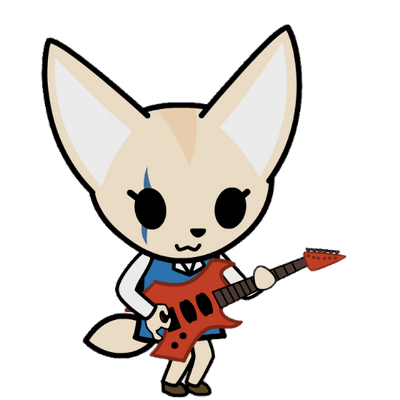 Aggretsuko character Fenneko playing guitar