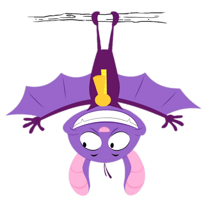 Bat Pat hanging upside down