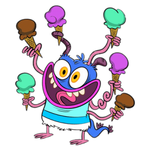 Bunsen Monster having ice cream