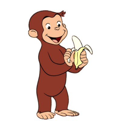 Check out this transparent Curious George eating a banana PNG image