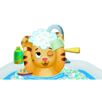 Daniel Tiger taking a bath