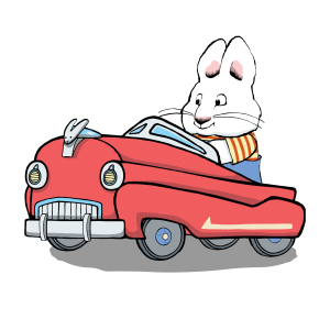 Max Bunny in toy car