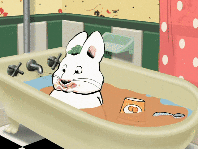 Max taking orange bath