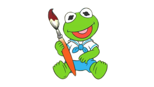 Muppet Babies Kermit holding paint brush