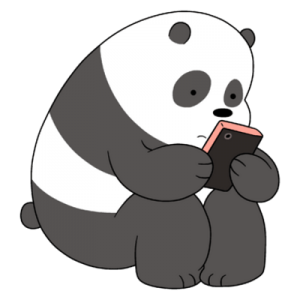 Panda Bear looking at phone