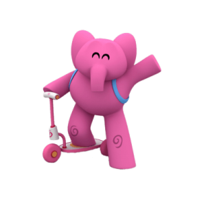 Pocoyo Elly riding scooter