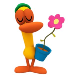 Pocoyo Pato holding flower pot