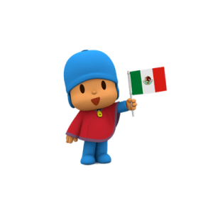 Pocoyo holding Mexican flag